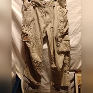 Burton Khaki Dry Ride Cargo Snowboard Pants With Adjustable Waist Men's Size M